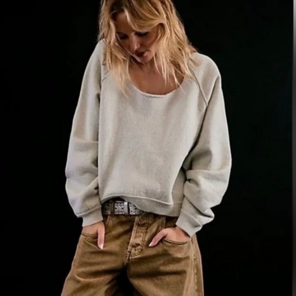 Free People Midnight Pullover Sweater  Heather Grey Combo XS Lastone NWT$